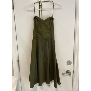 Betsey Johnson Vintage Green/Black Striped Fit & Flare Halter Dress Size Small